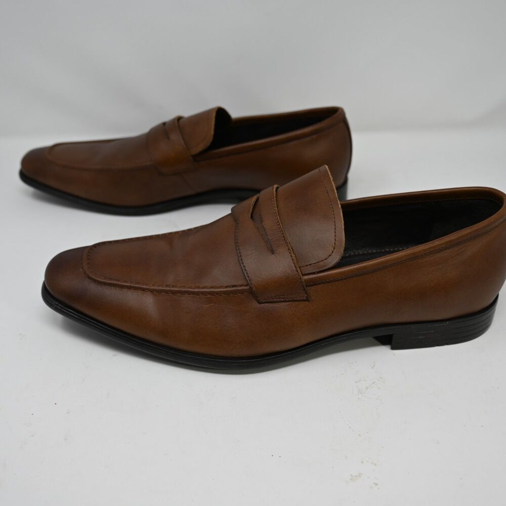 Aston Grey Hastings Whiskey Leather Penny Loafers Men’s Size 13 - Picture 2 of 8